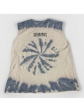 Unisex Taylor Swift Eras Tour Blue/White Tie Dye Sleeveless T-Shirt Size Medium